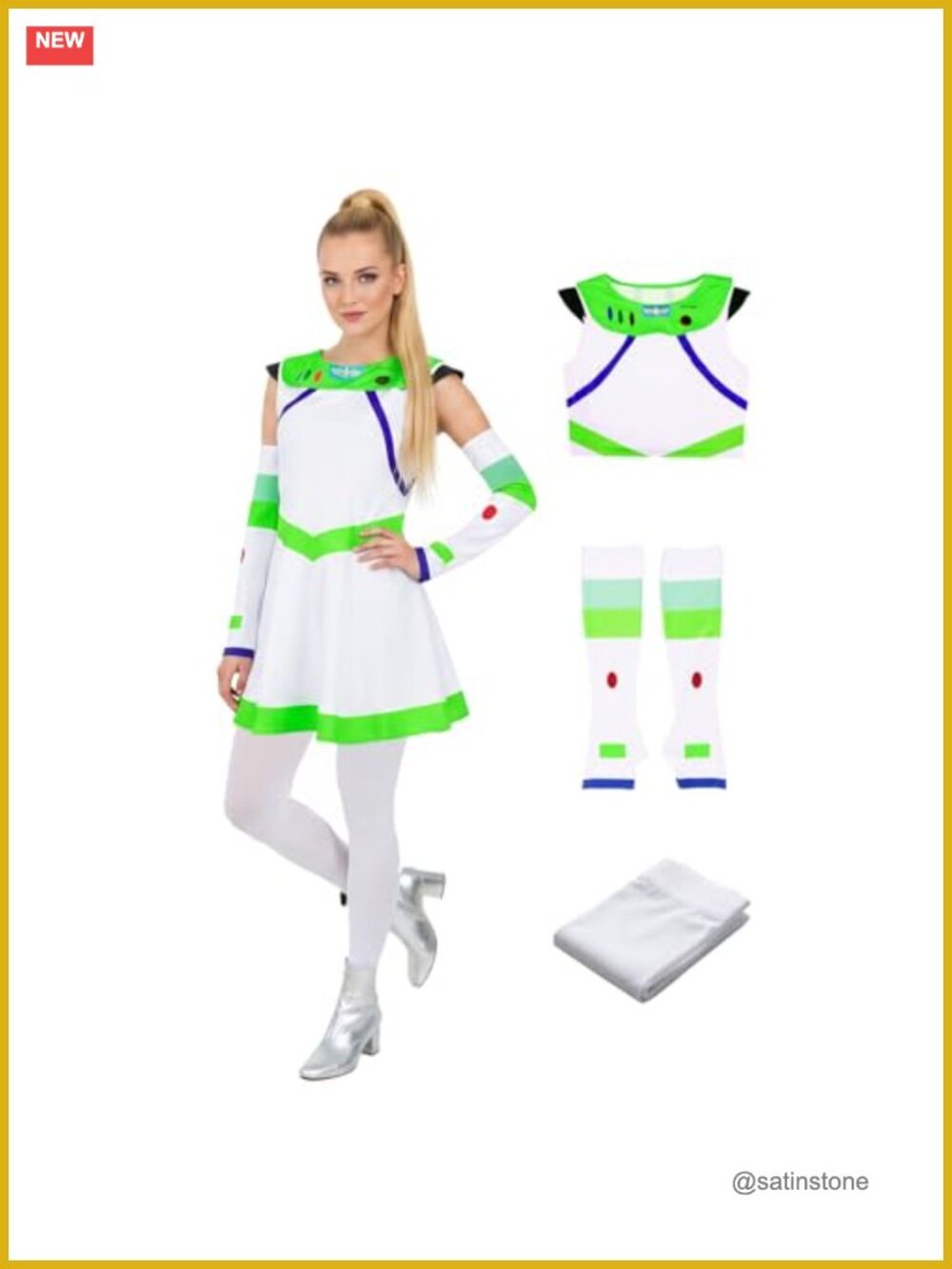Space Ranger Costume Women Polyester Dress Sleeves Leggings Halloween Cosplay